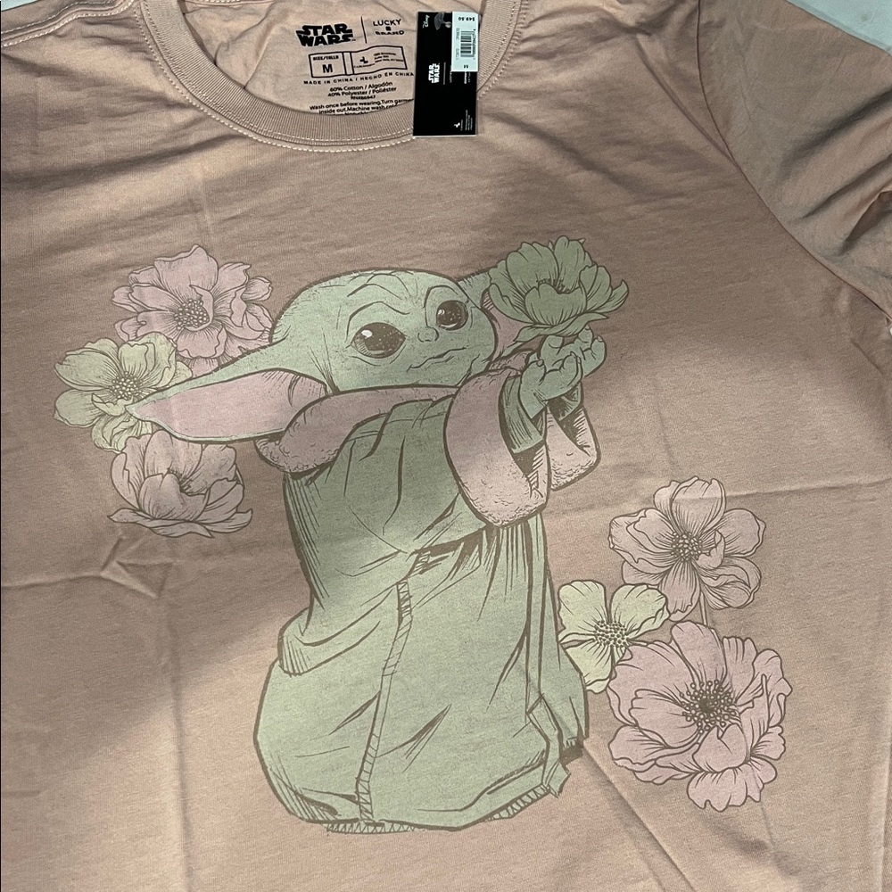 Star Wars Grogu Floral Pink Graphic Tee